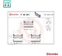 Brake pads P 49 021 BREMBO for MAZDA MX-5 323 F Mk V 323 C Mk V MX-5 Mk II