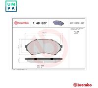 Brembo Brake Pad Set P 49 027 - Front Axle - Fits Mazda 323 F/P 323 S Mk VI