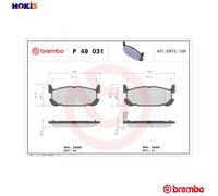 Brembo Brake Pads P 49 031 Rear Set 4x Pads Integrated Wear Indicator for Mazda MX-5 Mk II