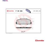 Brake pads P 49 036 BREMBO for MAZDA RX-7 RX-7 Mk II 6 Hatchback 6 Estate