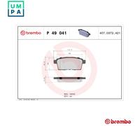 Brake pads P 49 041 BREMBO for MAZDA CX-7 CX-9