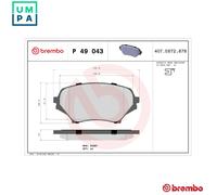 Brembo P49043 Brake Pad Set Front With Anti-Squeak Plate Fits Mazda MX-5