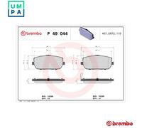Brembo P49044 Rear Disc Brake Pad - Set of 4