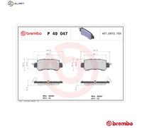Brembo P49047 Brake Pad Set Rear With Anti-Squeak Plate Fits Mazda 2 CX-3 CX-5