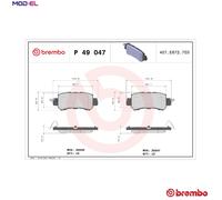 Brembo P49047 Brake Pad Set Rear With Anti-Squeak Plate Fits Mazda 2 CX-3 CX-5