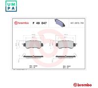 BREMBO P 49 047X Brake Pads Set Rear for CX-5 CX-3 2