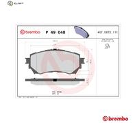 Brembo Brake Pad Set Front With Piston Clip With Anti-Squeak Plate Fits Mazda 6