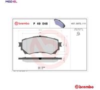 BRAKE PAD SET DISC BRAKE P 49 048 FOR MAZDA PY-RPR/ZA/Y8 2.5L SH-VPTRSHY8 2.2L