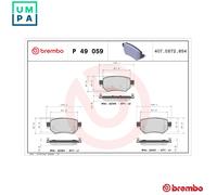 Brake pads P 49 059 BREMBO for MAZDA 6 Saloon 6 Estate