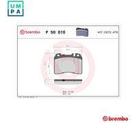 P50010 Front Brake Pad Set 4x Pads Prepared For Wear Indicator Braking By Brembo
