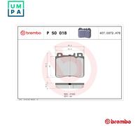BRAKE PAD SET DISC BRAKE P 50 018 FOR MERCEDES-BENZ OM 603.971 3.4L 6cyl S-CLASS