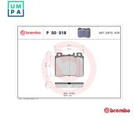 P50018 Front Brake Pad Set 4x Pads Prepared For Wear Indicator Braking By Brembo