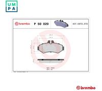 BREMBO P 50 020 Brake pad set