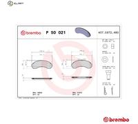 BREMBO Brake pad set P 50 021 excl. wear warning contact with brake caliper screws with accessories MERCEDES-BENZ: MB 100 Platform/Chassis, MB 100 Van