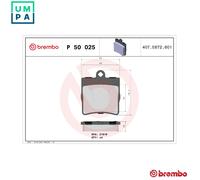 Brake pads P 50 025 BREMBO for MERCEDES-BENZ CHRYSLER