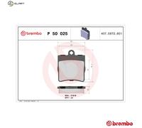 Brake pads P 50 025 BREMBO for MERCEDES-BENZ CHRYSLER