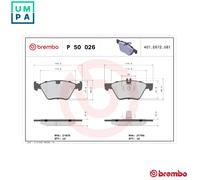 BREMBO Brake pad set PRIME LINE prepared for wear indicator P 50 026 Brake pads,Brake pad set, disc brake MERCEDES-BENZ,CHRYSLER