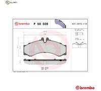BRAKE PAD SET DISC BRAKE P 50 028 FOR VW LT/Mk/II/Platform/Chassis/28-46/Van