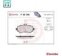 BRAKE PAD SET DISC BRAKE P 50 035 FOR MERCEDES-BENZ M 166.995 2.1L 4cyl A-CLASS