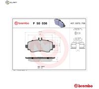 Brake pads P 50 036 BREMBO for MERCEDES-BENZ A-CLASS