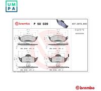 BREMBO P 50 039 Brake pad set