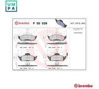 BRAKE PAD SET DISC BRAKE P 50 039 FOR MERCEDES-BENZ OM 612.963 2.7L 5cyl M-CLASS