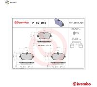 Brembo Front Brake Pad Set P50046, Prepared for Wear Indicator, Fits Mercedes CLK Convertible