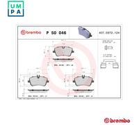P50046 Front Brake Pad Set 4x Pads Prepared For Wear Indicator Braking By Brembo