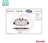 Brake pads P 50 051 BREMBO for MERCEDES-BENZ VITO / MIXTO Van VITO Bus VIANO