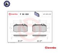 P50053 Front Brake Pad Set 4x Pads Prepared For Wear Indicator Braking By Brembo