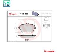Brake pads P 50 056 BREMBO for MERCEDES-BENZ A-CLASS B-CLASS Sports Tourer