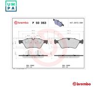 P50063 Front Brake Pad Set 4x Pads Prepared For Wear Indicator Braking By Brembo