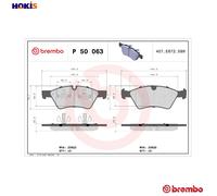 P50063 Front Brake Pad Set 4x Pads Prepared For Wear Indicator Braking By Brembo