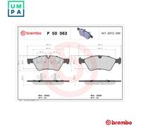P50063 Front Brake Pad Set 4x Pads Prepared For Wear Indicator Braking By Brembo