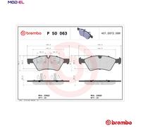 P50063 Front Brake Pad Set 4x Pads Prepared For Wear Indicator Braking By Brembo
