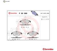 P50069 Front Brake Pad Set 4x Pads Prepared For Wear Indicator Braking By Brembo