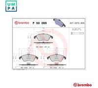 P 50 069 Disc Brake Brake Pad Set Front Fits Mercedes CLS Shooting Brake Brembo
