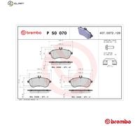 Brembo Brake Pad Set P 50 070 - Front with Caliper Screws - Fits Mercedes-Benz C-Class