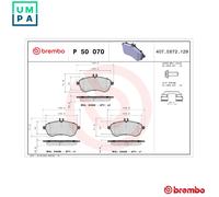 Brembo Brake Pad Set P 50 070 - Front with Caliper Screws - Fits Mercedes-Benz C-Class