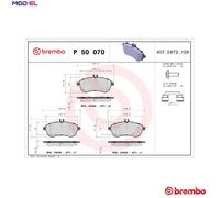 BRAKE PAD SET DISC BRAKE P 50 070 FOR MERCEDES-BENZ OM646.811/812 2.1L 4cyl
