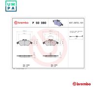 Brake pads P 50 080 BREMBO for MERCEDES-BENZ VW
