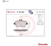 P 50 091 Disc Brake Brake Pad Set Rear Fits Mercedes SLK A-Class By Brembo