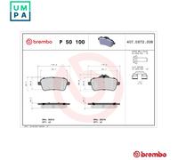 Brembo Rear Brake Pads P50100 - 4x Pads, Wear-Indicator - Mercedes GLE/GLS/M-Class