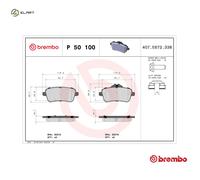 P50100 Rear Brake Pad Set 4x Pads Prepared For Wear Indicator Braking By Brembo