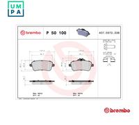 P50100 Rear Brake Pad Set 4x Pads Prepared For Wear Indicator Braking By Brembo