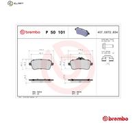 P 50 101 Rear Brake Pad Set 4x Pads Prepared For Wear Indicator Braking Brembo