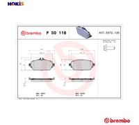 Brake pads P 50 118 BREMBO for MERCEDES-BENZ C-CLASS C-CLASS T-Model E-CLASS