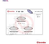 Brembo Brake Pad Set P 50 124 - Front, 4x Pads, Wear Indicator, Lucas System