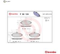 Brembo Brake Pad Set P 50 124 - Front, 4x Pads, Wear Indicator, Lucas System