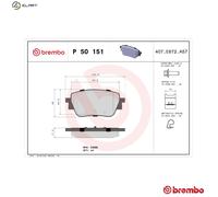 P50151 Rear Brake Pad Set 4x Pads Not Prepared For Wear Indicator Braking Brembo